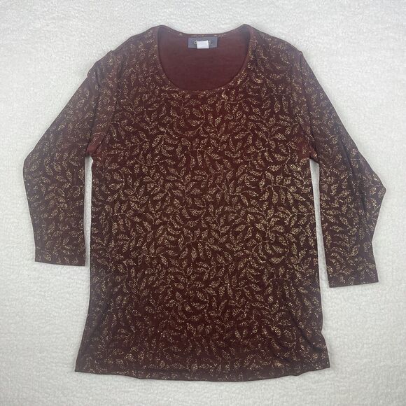 Designs Lane Bryant Women’s Plus Sz 14/16 Red Short Sleeve Semi-Sheer Blouse - Picture 1 of 7